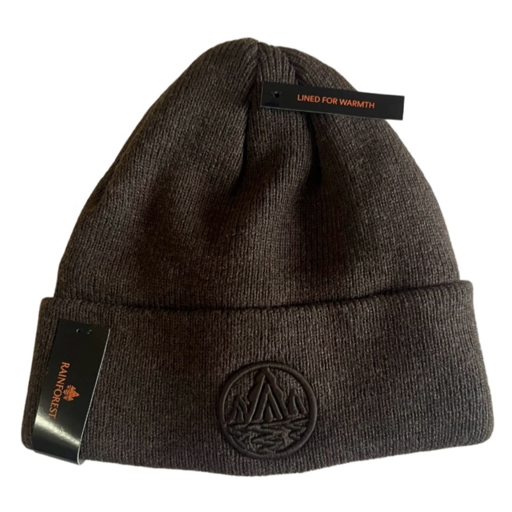 Rainforest Men's Knit Hat Lined For Warmth Embroidery Logo Hat In Bark N…